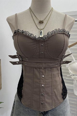 Lace Accent Corset Tank Top