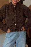 Faux Fur Button-Front Cardigan