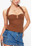 Halter Neck Ribbed Camisole