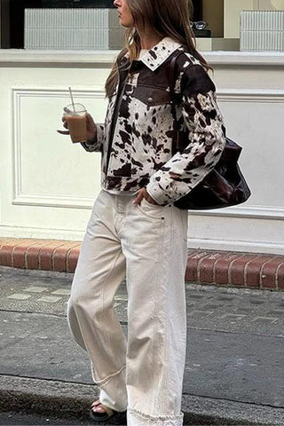 Animal Print Button-Up Jacket