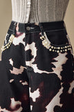 Patterned Straight-Leg Denim Pants