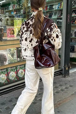 Animal Print Button-Up Jacket