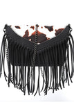 Fringe and Chain Leopard Accent Clutch