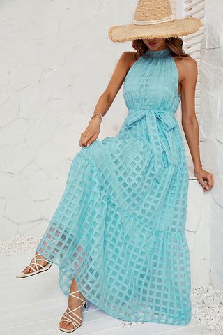 Checkered Halter Maxi Dress
