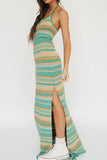 Striped Halter Casual Skirt Ensemble