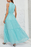 Checkered Halter Maxi Dress