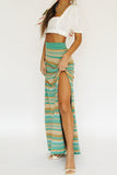 Striped Halter Casual Skirt Ensemble