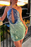 Sequin Halter Mini Dress