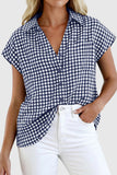 Checkered Button Tie-Front Shirt