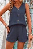 Button-Front Sleeveless Short Set