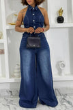Chic Halter Denim Jumpsuit