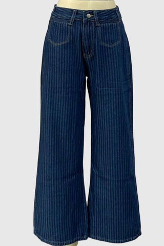 Striped Wide-Leg Jeans