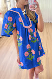 Floral Embroidered Puff Sleeve Dress