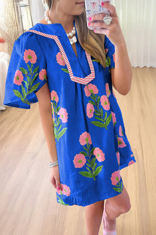 Floral Embroidered Puff Sleeve Dress