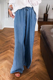 Stripe Wide Leg Tied Waist Pants