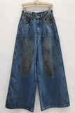 Wide-Leg Denim Straight Jeans