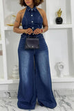 Sleeveless Button-Up Jumpsuit