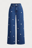 High-Waist Washed Jeans