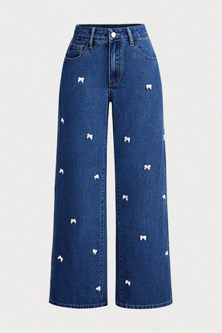 High-Waist Washed Jeans