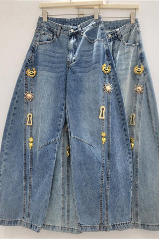 Embellished Wide Leg Jeans