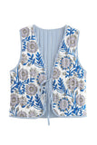 Patchwork Tie-Front Vest