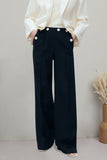 Wide-Leg Button Detail Pants