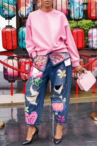Embellished Wide-Leg Jeans