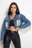 Fringed Cropped Denim Jacket