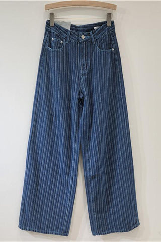 Striped Wide-Leg Casual Pants
