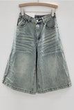 Wide-Leg Denim Shorts