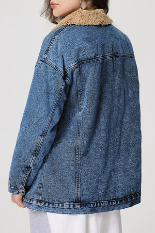 Casual Faux Shearling Lined Denim Jacket