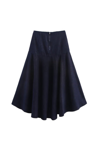 High-Low Denim Flowing Skirt