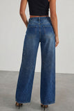 Wide-Leg Straight Jeans with Belt Detail