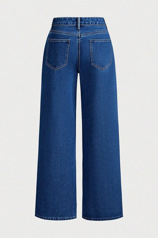 High-Waist Washed Jeans
