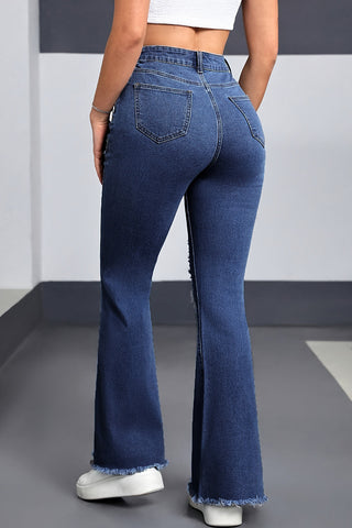Distressed Heart Flare Jeans