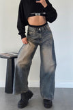 Trendy Wide Leg Denim Jeans