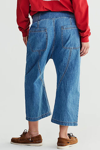 Relaxed-Fit Tie-Waist Denim Pants