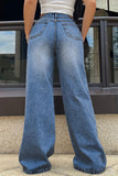 Distressed High-Waist Straight Jeans