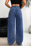 Distressed Wide-Leg Straight Jeans