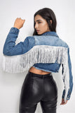 Fringed Cropped Denim Jacket