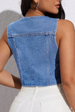 Tie-Front Denim Tank Top
