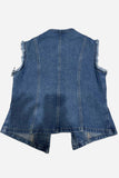 Button-Detail Frayed Vest