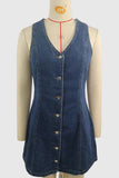 Button-Front Denim Mini Dress