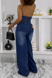 Chic Halter Denim Jumpsuit