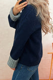 Striped Button Cardigan with Contrasting Collar
