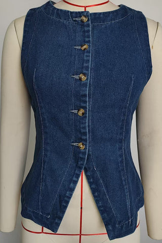 Button-Front Denim Vest