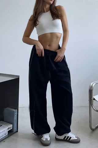 Elastic Waist Relaxed Casual Pants