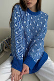 Patterned Knit Crewneck Sweater