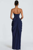 Strapless Evening Gown with Side Slit