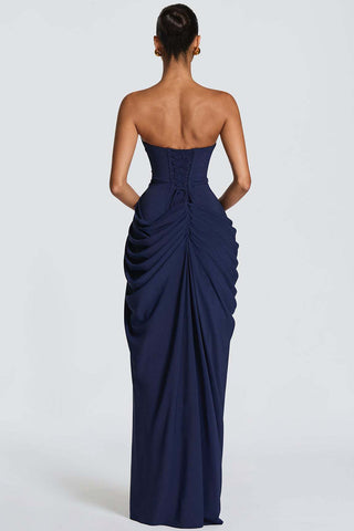 Strapless Evening Gown with Side Slit